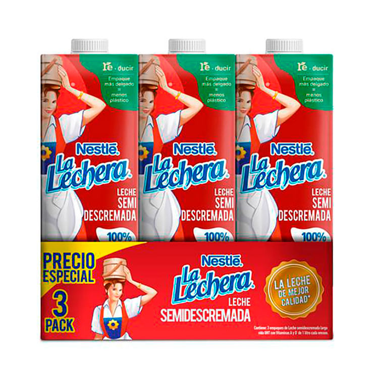 Leche La Lechera Pack Promocional Uht Semidescremada 1 Lt.