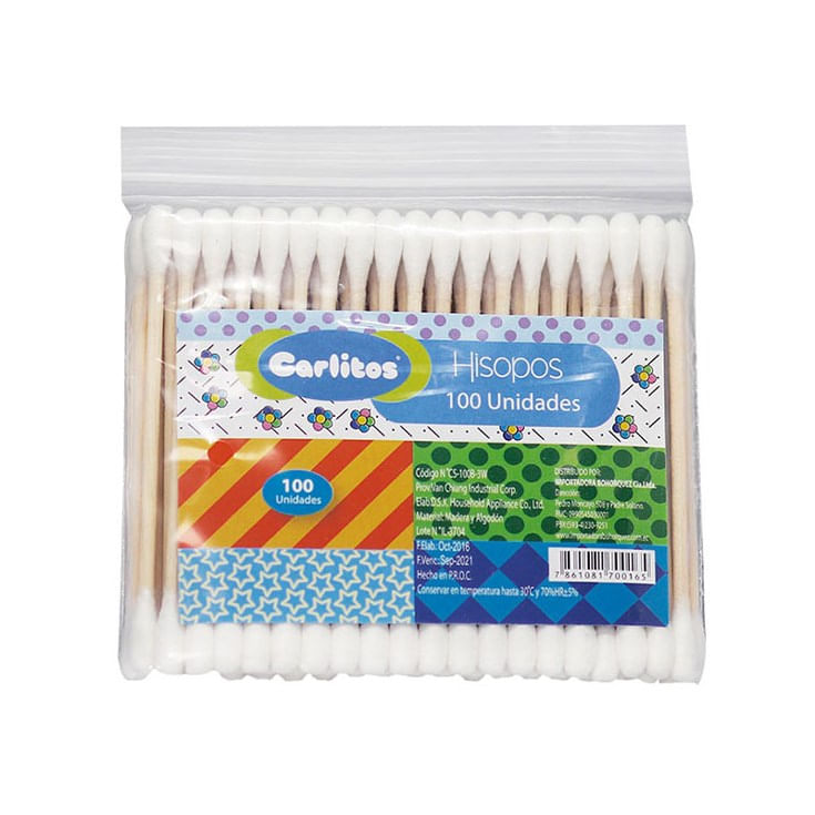 Cotonetes Madera Fundas Carlitos X 100 Uni