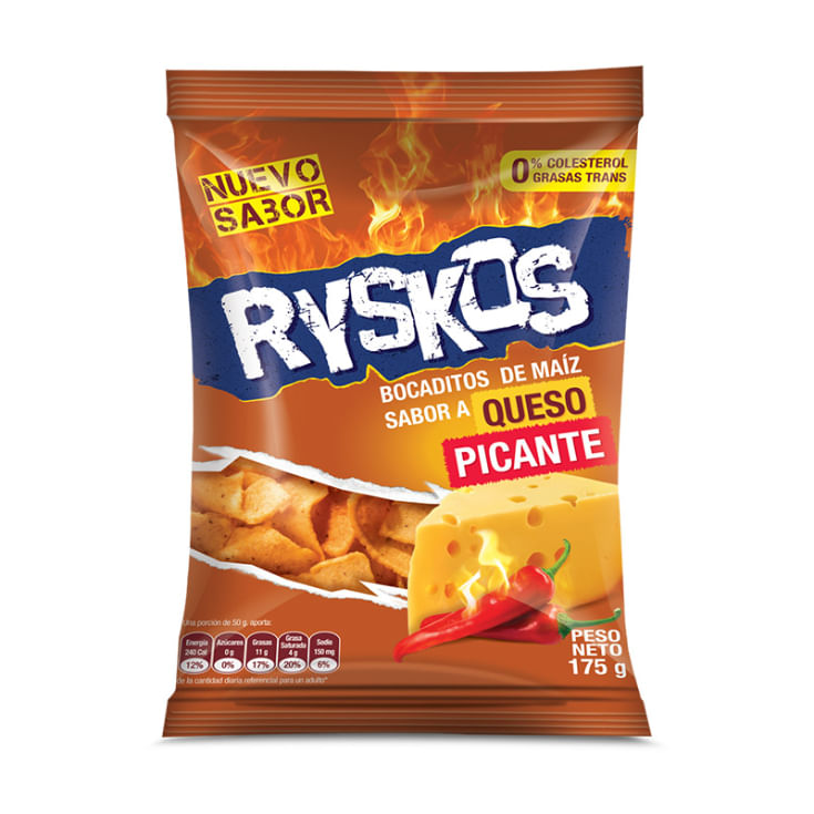 Bocaditos De Maiz Sabor a Queso Picante Ryskos 175GR