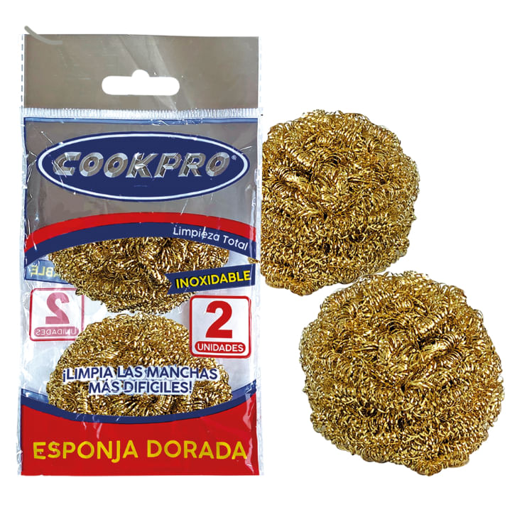 Esponja Dorada Inoxidable Mediana Cookpro X 2 Un