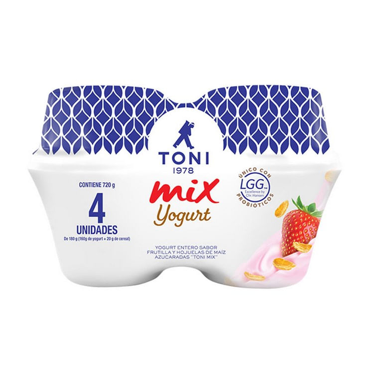 Yogurt Con Cereal Frutilla Toni Fourpack 180Gr