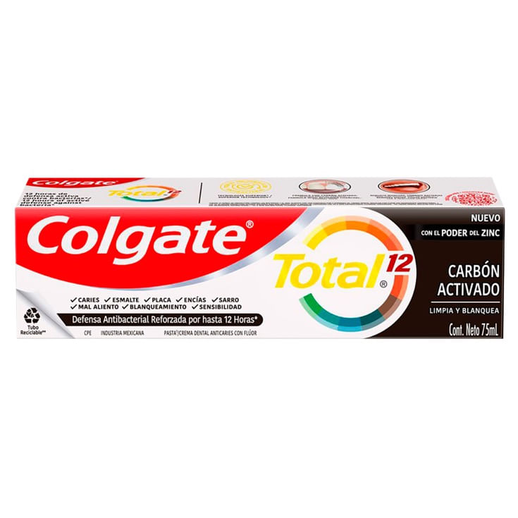 Crema Dental Colgate Total 12 Charcoal 75 Ml