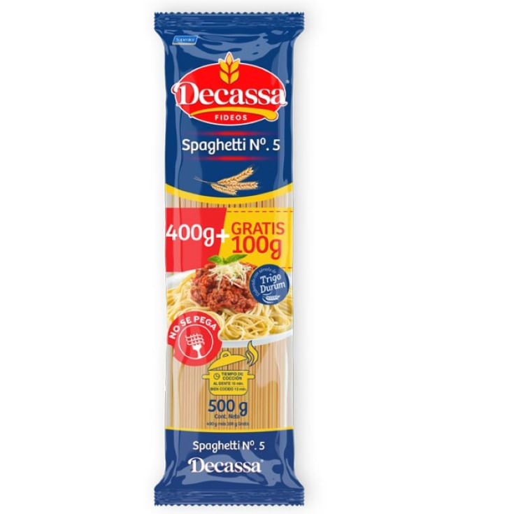 TALLARÍN DECASSAN 87 400 GR + 100 GR GRATIS