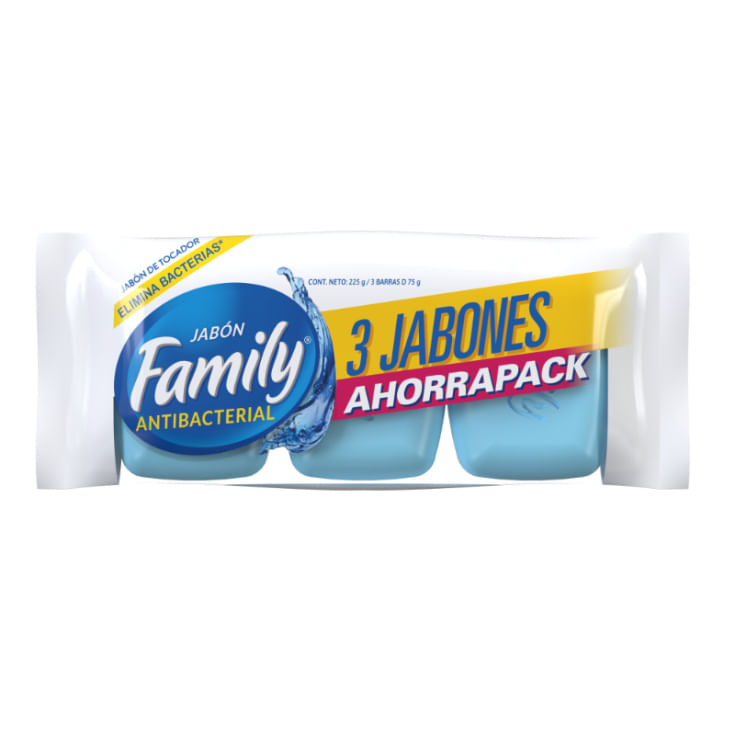 Family Jabon Barra Antibacterial Flowpack 3 Pack 270 Gr