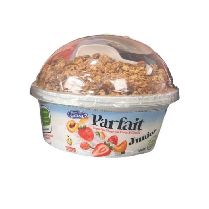 Parfait Kids Yogurt Natural Easyway Con Trozos De Durazno Y Frutilla 140 Gr