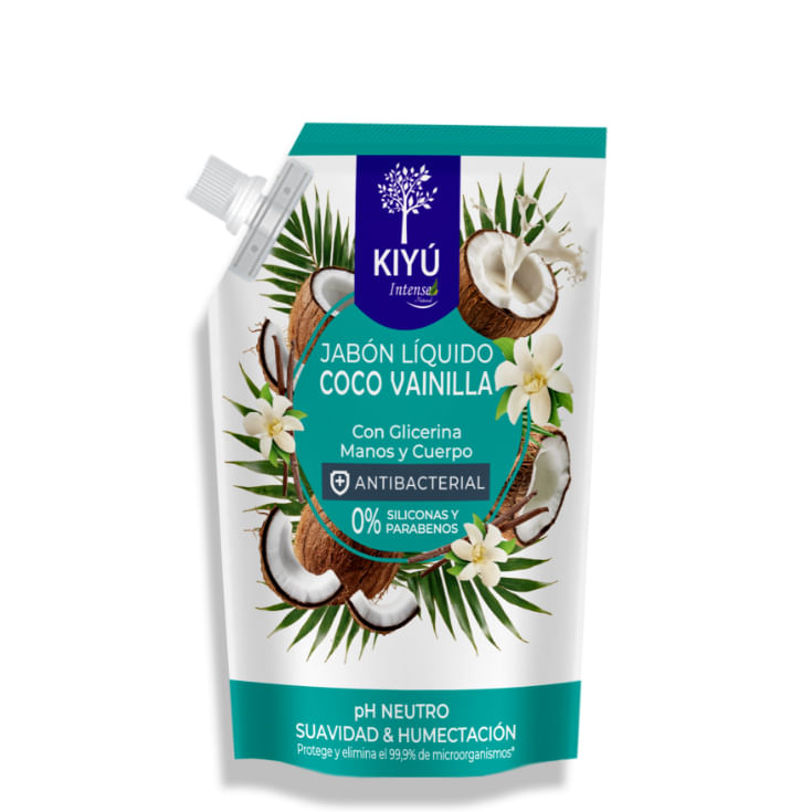 Jabón Líquido Antibacterial Coco Vainilla Kiyú 1000ml