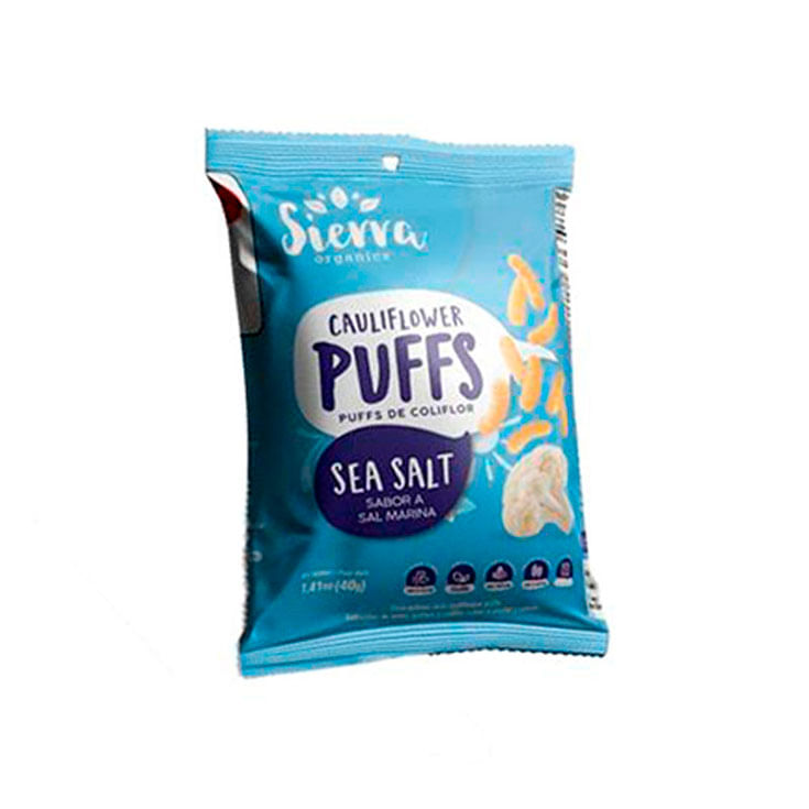 Puffs De Coliflor Sabor Sal Marina Sierra Organics 40 gr
