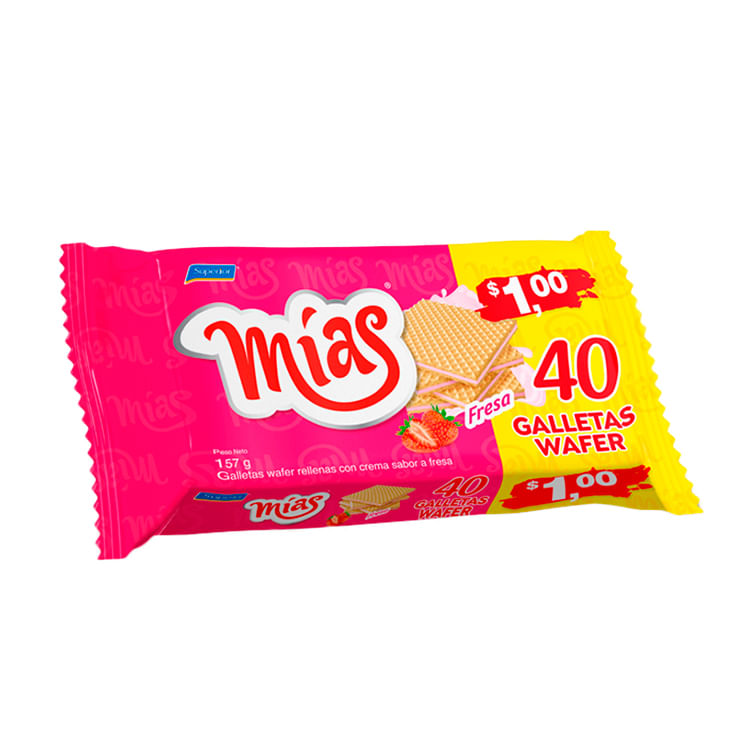 Galletas Wafer Rellenas De Crema Sabor A Fresa 157 Mías gr