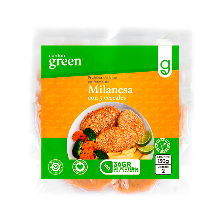 Proteína De Trigo En Forma De Milanesa Con 5 Cereales Cordon Green 130 Gr.