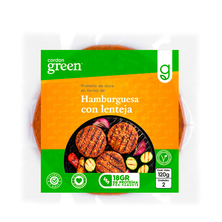 Proteína De Soya En Forma De Hamburguesa De Lenteja Cordon Green 120 Gr.