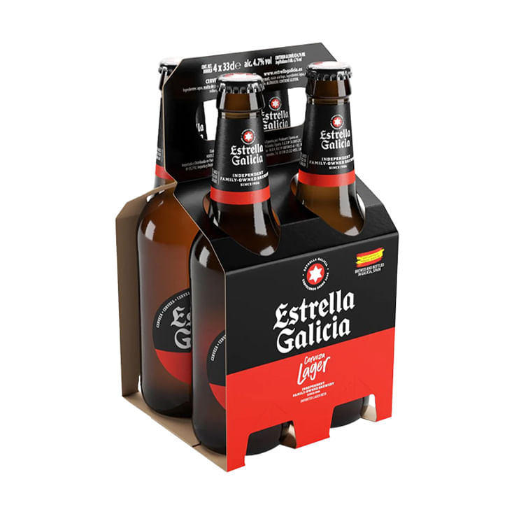 Cerveza Estrella Galicia Premiun Lager Four Pack De 330 Ml