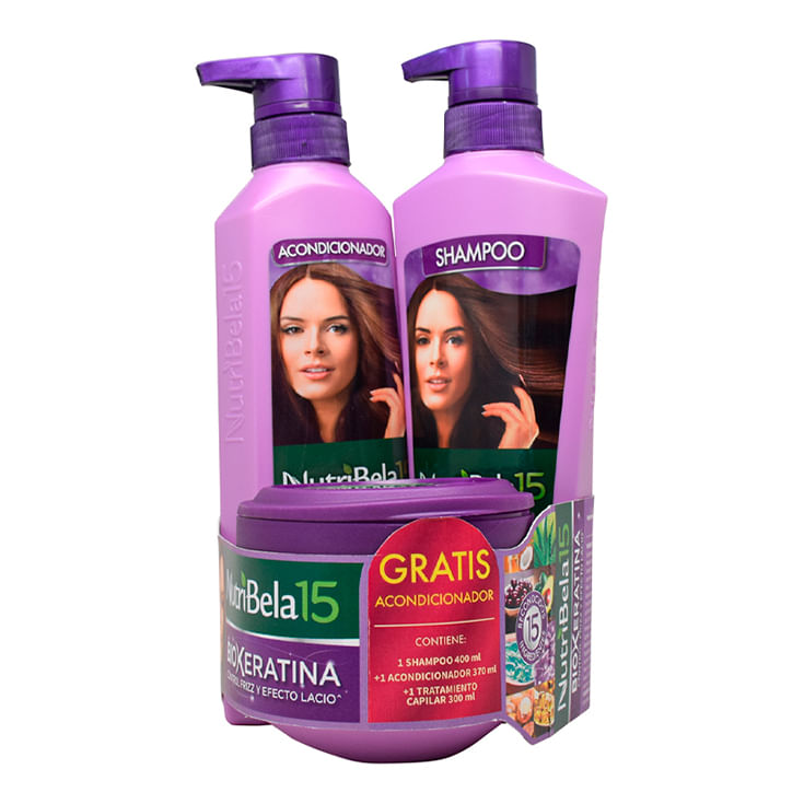 Nutribela Pack1 Biokeratina Sh 400 Ml+Trat 300 Ml Gratis Aco 370 Ml