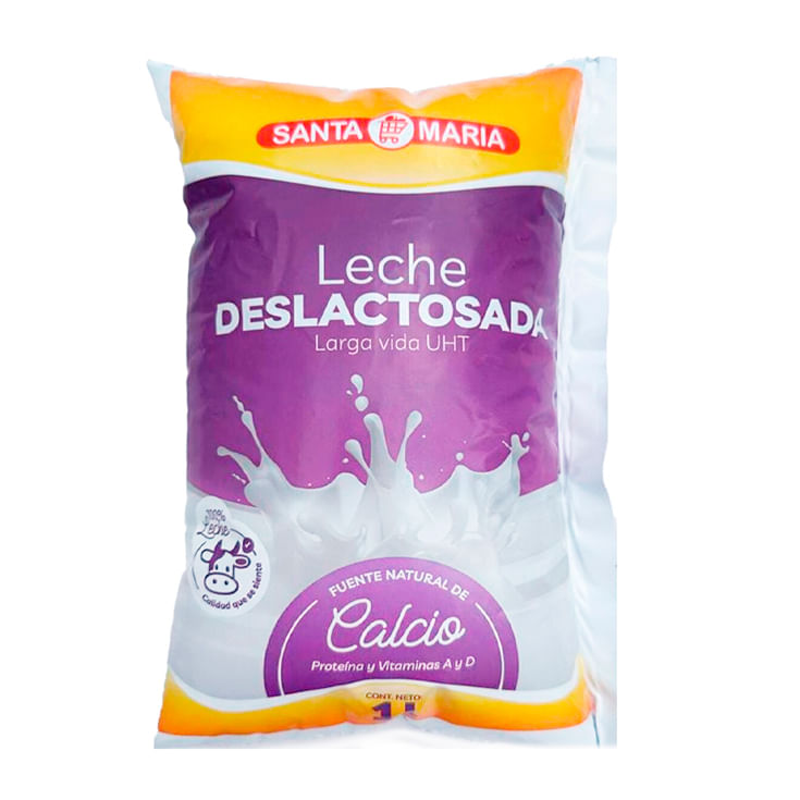 Santa Maria Leche Deslactosada Larga Vida Uht Funda 1 Lt