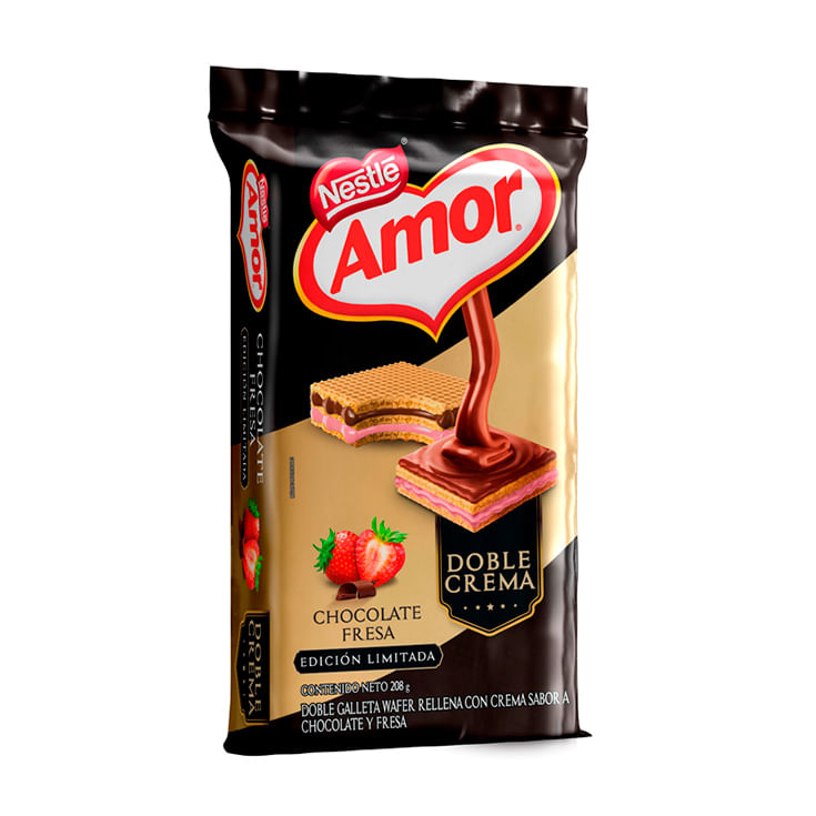 Galleta Wafer Doble Crema Chocofresa Amor 208 gr