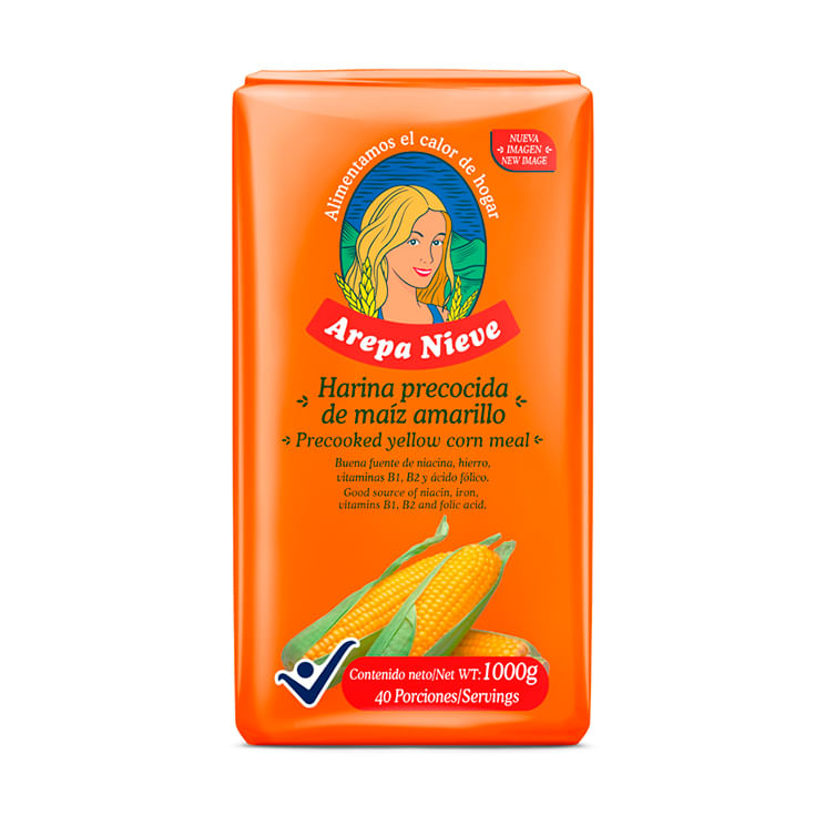 Harina Precocida De Maíz Amarillo La Nieve 1000 Gr