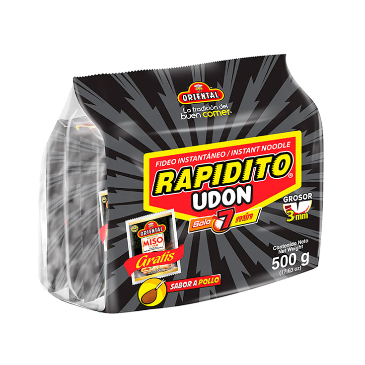 Oriental Fideo Instantaneo Rapidito Udon Sabor A Pollo Oriental 500 gr