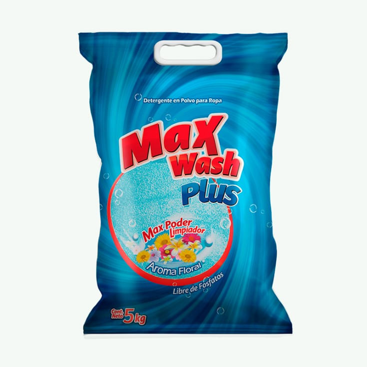 Detergente Max Wash En Polvo Aroma Floral 5 Kg.