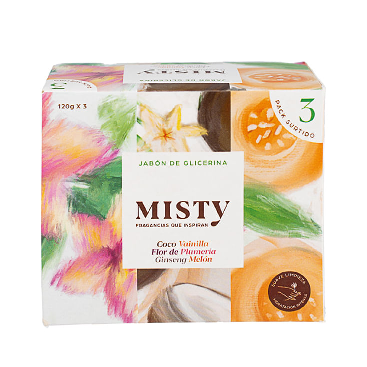 Jabon Transparente De Glicerina Misty 3Pack 120Gx8U