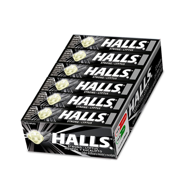 Caramelo Mentol Y Eucalipto Strong Lyptus Halls Display 24.75 gr