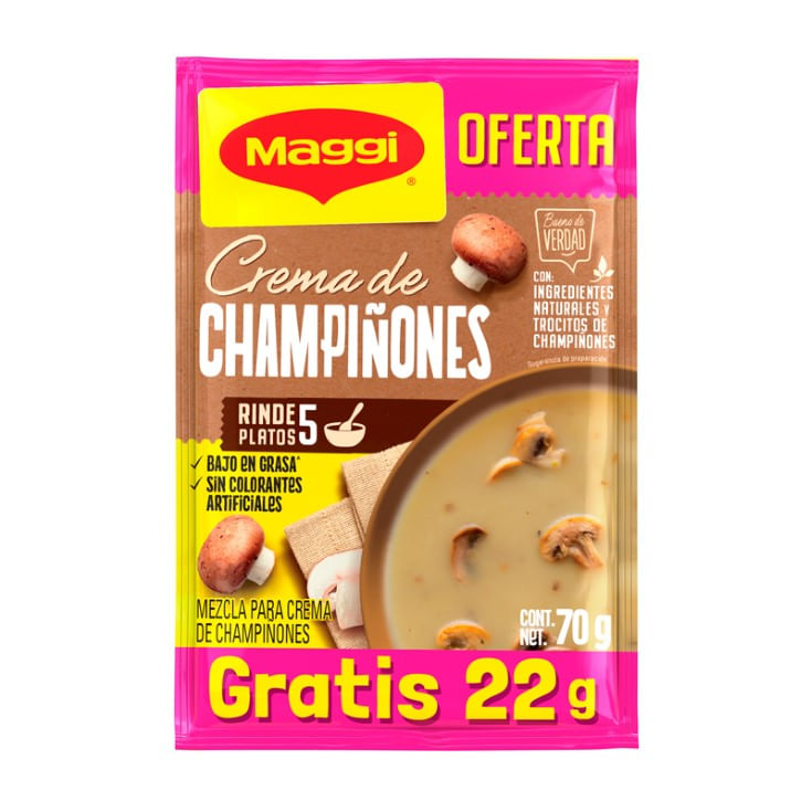 Crema Champinon Maggi 70 Gr. + 22 Gr Gratis