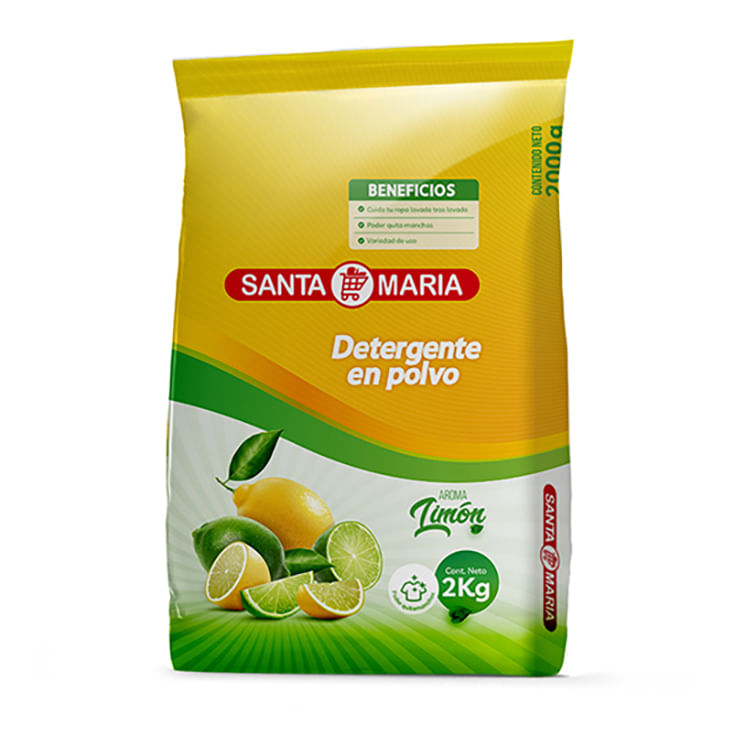 Detergente Polvo Limon Santa Maria 2 Kg.
