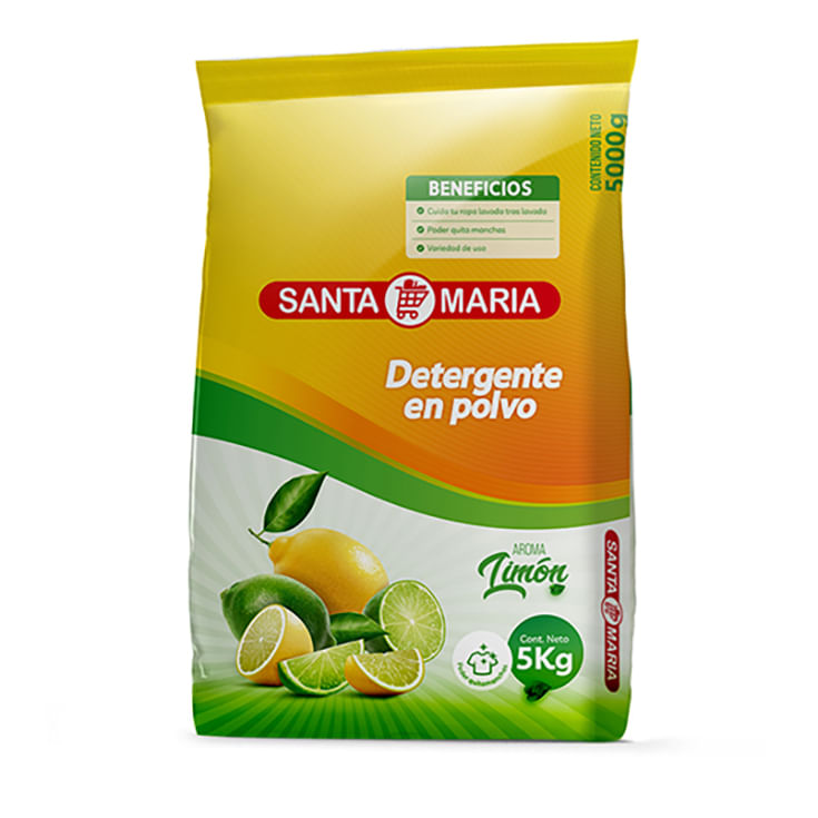 Detergente Polvo Limon Santa Maria 5 Kg.