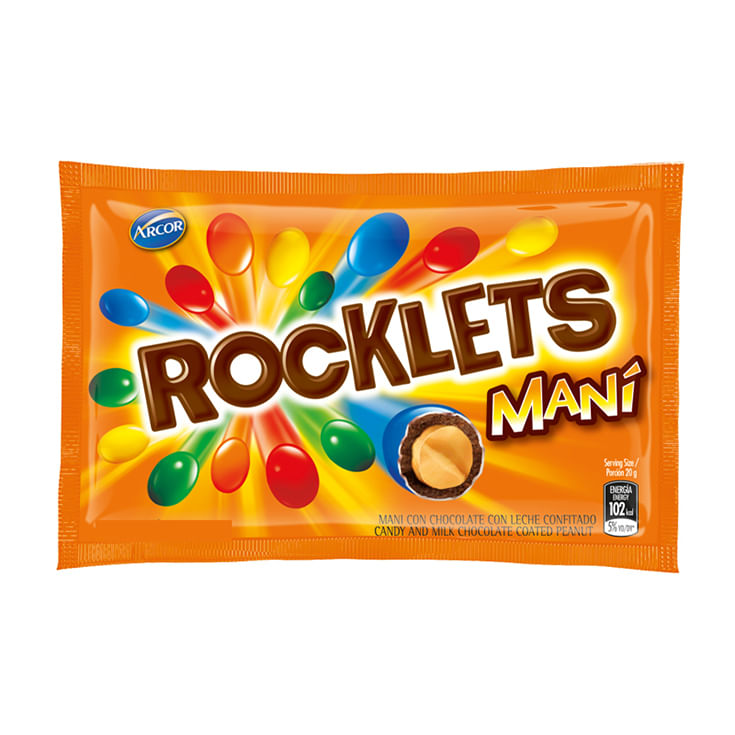 Mani Con Cobertura Chocolate Con Leche Rocklets Confitado 35 Gr