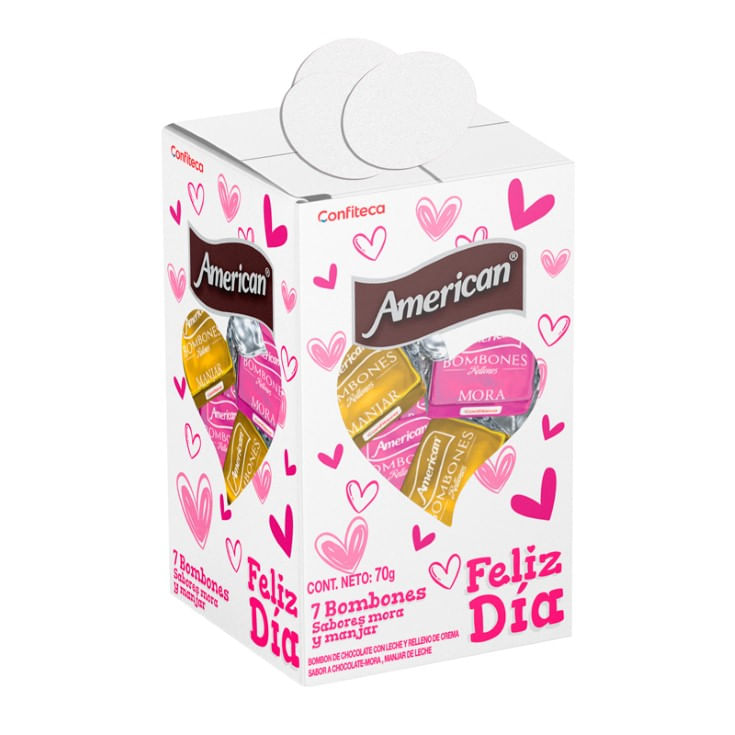 Bombones de Mora y Manjar Caja American 70gr