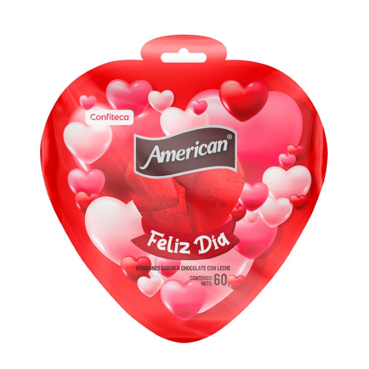 Bombones Sabor a Chocolate Funda Corazon American 60gr