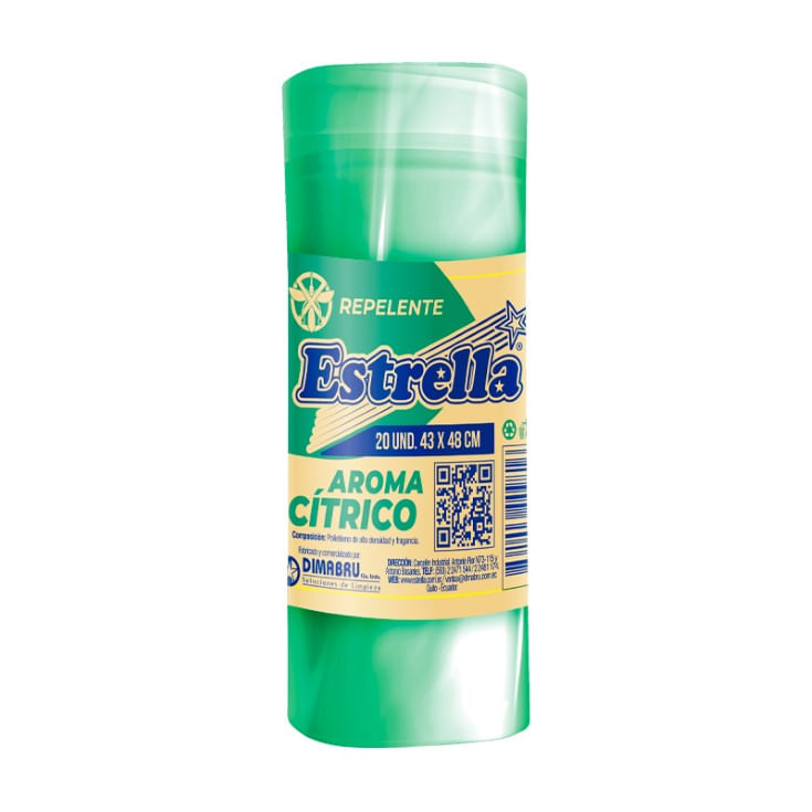 Funda De Basura Estrella Aroma Citrico Repelente 43X48 Cm 20 Un.