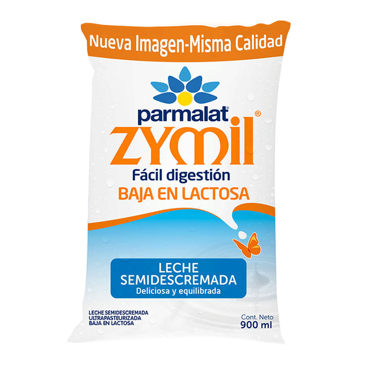 Leche Zymil Parmalat Semidescremada Con Vitaminas Funda 900Ml