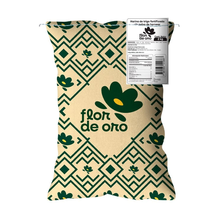 Harina de Trigo sin Polvo de Hornear Flor de Oro 2KG