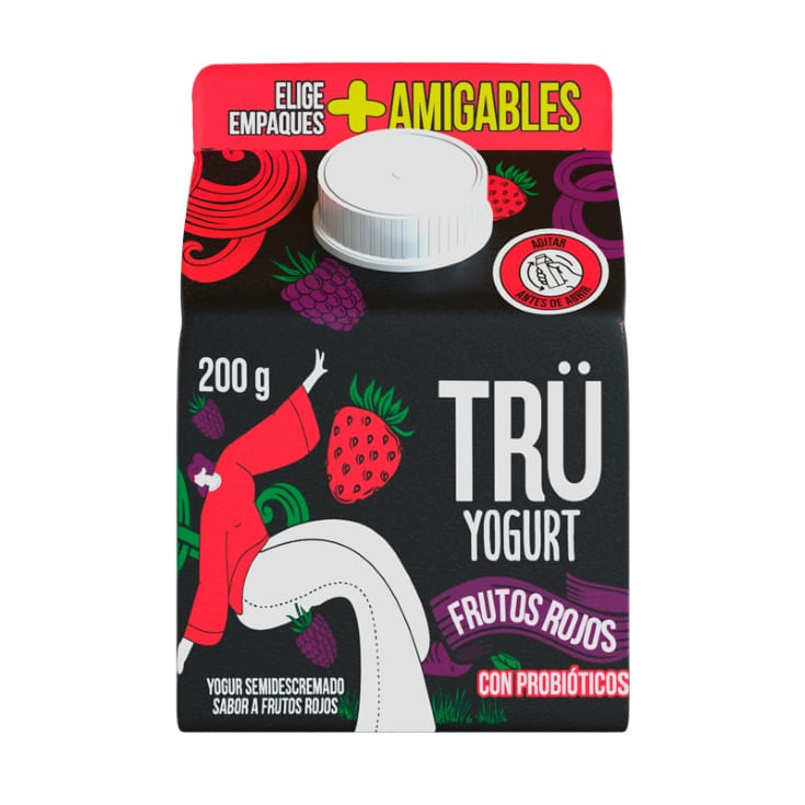 Yogurt Semidescremado Tru Frutos Rojos Tetrapack 200 G