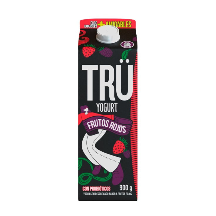 Yogurt Semidescremado Tru Frutos Rojos Tetrapack 900 G