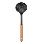 Cuchara Colador Plastico Con Mango De Madera Lufex