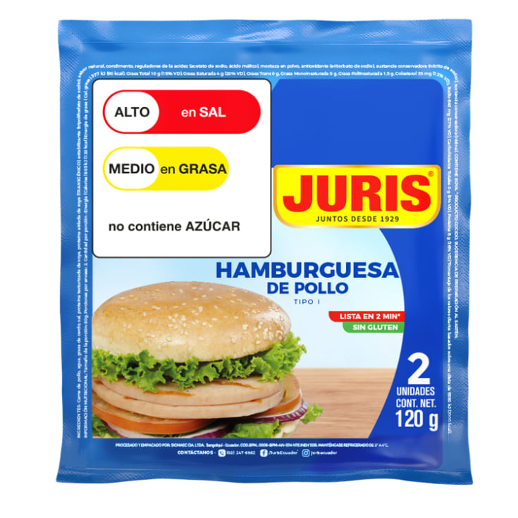 Hamburguesa De Pollo Juris 120G