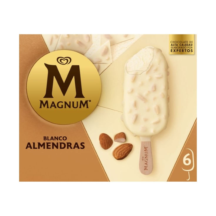 Helado Almendras White Magnum 6Pack