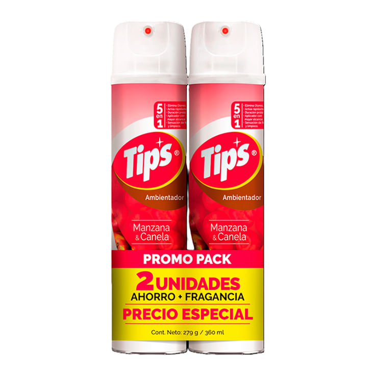 Ambientador Pack Tips Spray Manzana & Canela Precio Espec 360Ml