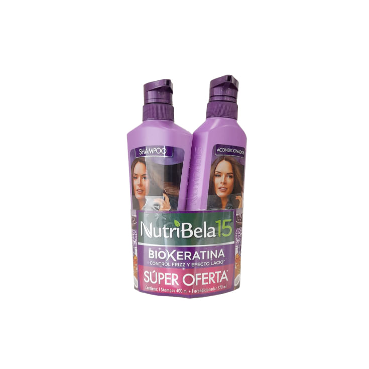 Nutribela Pack Shampoo Biokeratina 400Ml+Acondicionador 370Ml