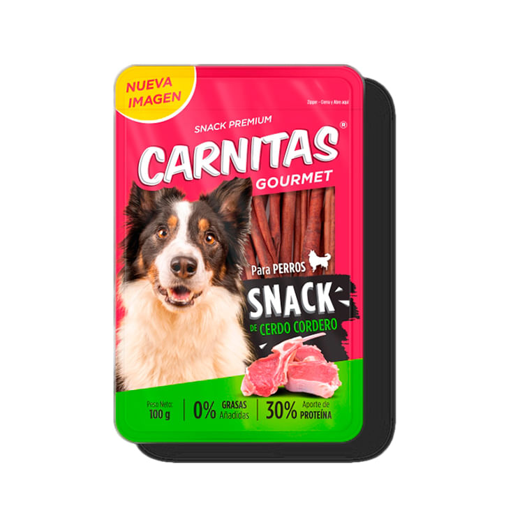 Snack Para Perros Gourmet Sabor a Cerdo y Cordero Carnitas 100GR