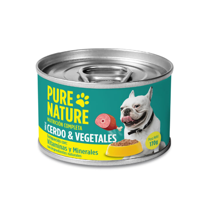 Alimento Húmedo Para Perros Cerdo y Vegetales Pure Nature 170GR