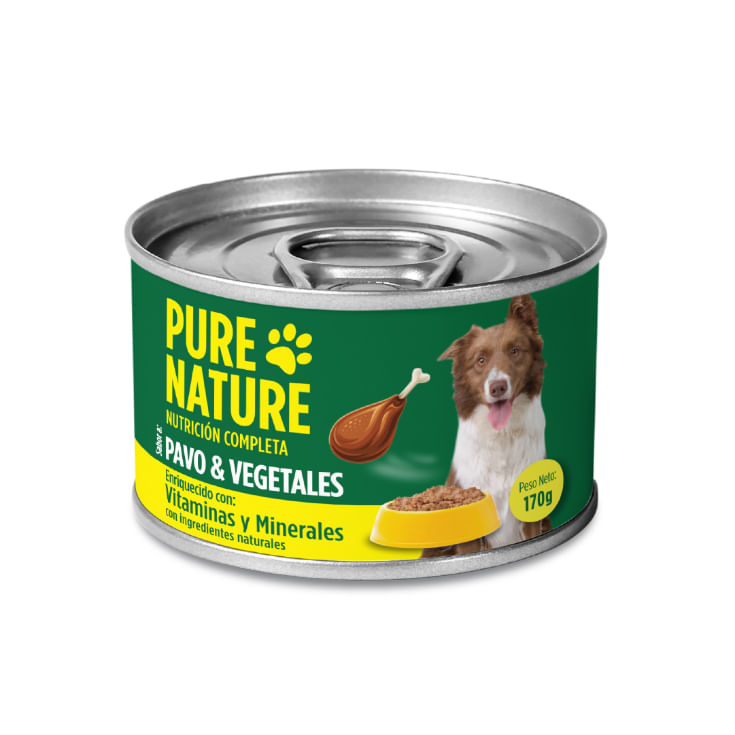 Alimento Húmedo Para Perros Pavo y Vegetales Pure Nature 170GR