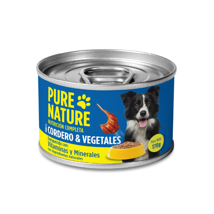 Alimento Húmedo Para Perros Cordero y Vegetales Pure Nature 170GR