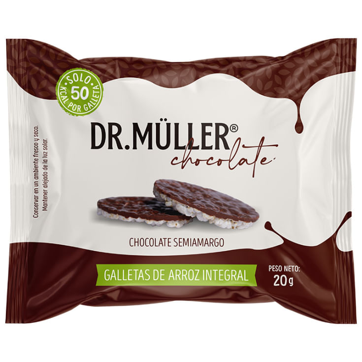 Galleta Arroz Integral Cubierta de Chocolate Semiamargo Dr.Muller 20GR