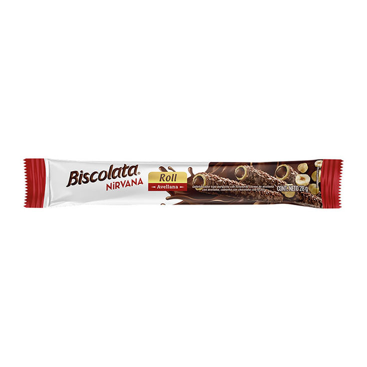 Galleta Wafer Tipo Barquillo con Relleno Biscolata Nirvana 28GR