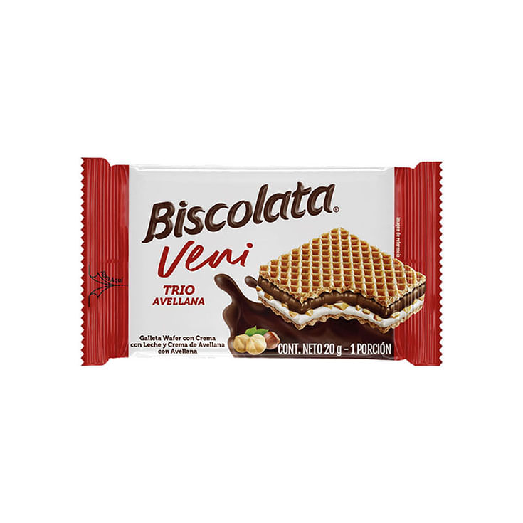 Galleta Wafer con Crema con Leche y Avellanas Biscolata Venitrio 20GR