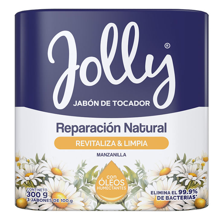 Jolly Jabon De Tocador Manzanilla Antibacterial Tripack 300Gr