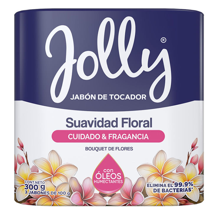 Jolly Jabon De Tocador Floral Antibacterial Tripack 300Gr