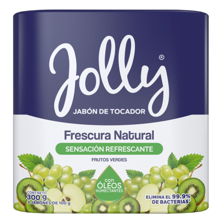 Jolly Jabon De Tocador Frutos Verdes Antibacterial Tripack 300Gr