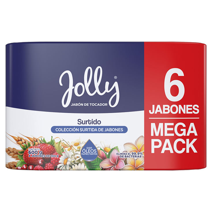 Jolly Jabon De Tocador Surtido Antibacterial Sixpack 600Gr